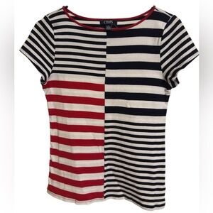 🌹Chaps Women's Striped Top - Red, Black, and White